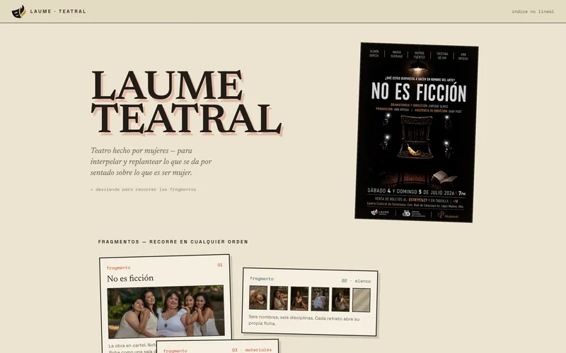 Screenshot of the Laume Teatral website